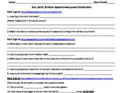 The Sun Moon And Earth Web Quest Introduction