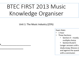 BTEC FIRST MUSIC KNOWLEDGE ORGANISER