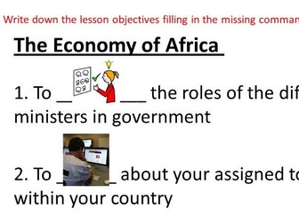 Year 7 SOW Africa: TWO LESSONS: African counties economies