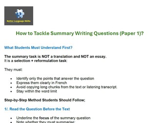 How to tackle Summary Writing Questions in A-Level French