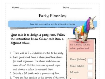 Party Planning - Area and Perimeter