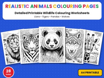 Realistic Wild Animals Colouring Pages - Detailed Wildlife Printable Colouring Page Worksheets