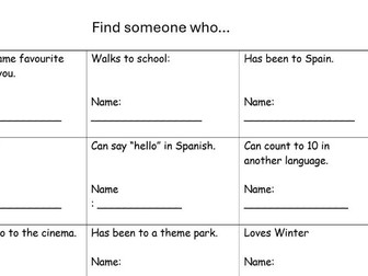 Ice breaker - new form class/ staring secondary school