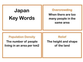 Geography Japan Key Words Revision Flash Cards