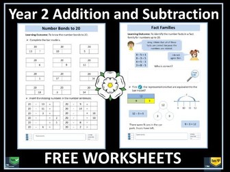 Addition and Subtraction : Number Bonds to 20 and Fact Families FREE Worksheets