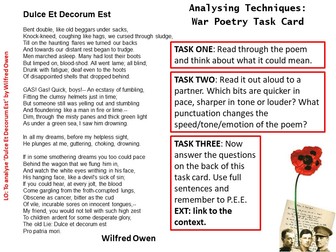 Dulce Et Decorum Est Analysis Lesson War Poetry KS3/4 English
