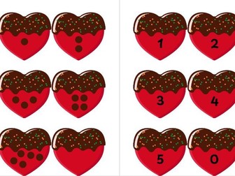 Subitise Number Match 0-5 Valentines Hearts