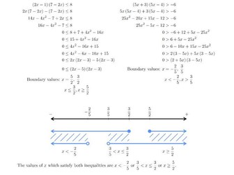 Solving Quadratic Inequalities Resources Tes