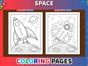 Space Coloring Pages with Book Cover