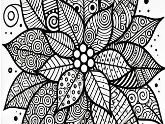 POINSETTA MANDALA /ZENTANGLES /DOODLE ART-4 pages POINSETTIA ACTIVITY