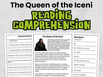 The Queen of the Iceni Reading Comprehension for Gr 3 - 5 Women's History Month