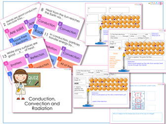 AfL Quiz and Worksheets -  Conduction, Convection and Radiation.