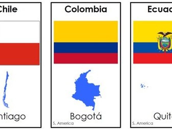 South America Flashcards - flag, shape, capital