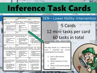 5 Inference Task Cards -LOWER ABILITY - SEN - INTERVENTION