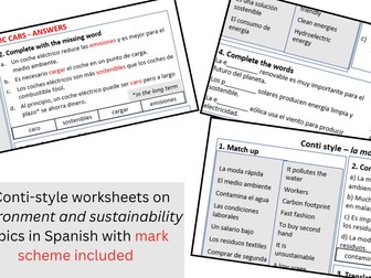 Environment and Sustainability in Spanish (la sostenibilidad) – Conti-Style Vocabulary & Practice Worksheet Bundle (National 5 / GCSE)