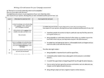 Structured assessment & mark scheme for Edexcel GCSE Citizenship Theme E