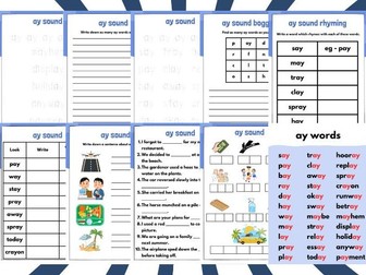 'ay' phonics sound activity workbook