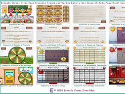 Present Simple with Verb Be Kooky Class Spanish PowerPoint Game-An Original by Ernesto