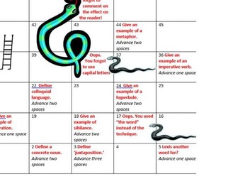 GCSE English Language game high level techniques aqa snakes and ladders