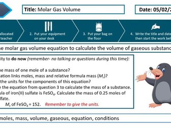 Use of amount of substance in relation to volumes of gases (Molar Gas Volume) GCSE Chemistry Higher