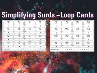 Simplifying Surds - Loop Cards