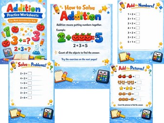 Addition Workbook for Kids | KS1 Math Worksheets | Beginner Addition Practice