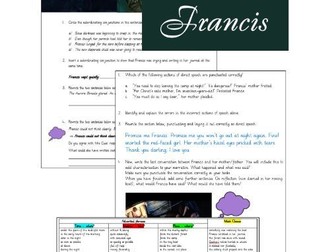 Francis writing pack - ready made worksheets & modelled text aimed at Year 5/6