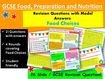 GCSE Food Revision: Mock Questions with Model Anwers - Food Choices