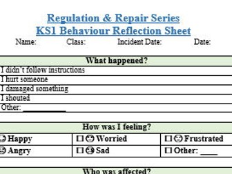 Restorative Behaviour Reflection & Repair Pack