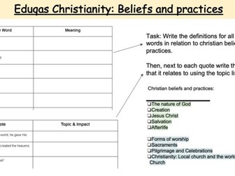 GCSE Eduqas Religious Studies: Christianity revision lesson and worksheet bundle