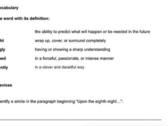 'The Tell Tale Heart' Comprehension and Peer/Self Assessment MS