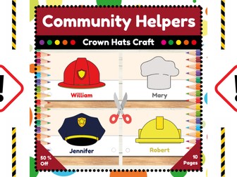 Community Helpers Hats Craft with Editable Names : Dramatic Play with Fun!