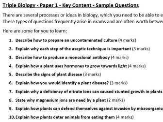 AQA Biology Paper 1 (Triple Content Only) Sample Questions and Model Answers
