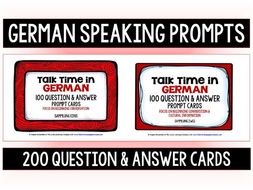 GERMAN SPEAKING PROMPTS - 200 CARDS & REFERENCE BOOKLETS (1&2)