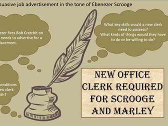 A Christmas Carol: KS2/KS3 persuasive creative writing task:  job advertisement by Scrooge