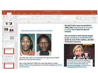 Edexcel A Level Psychology - Criminal - Key Question (Is EWT reliable enough to trust?)