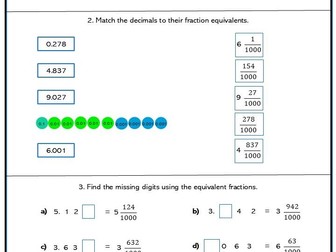 Thousandths as Decimals with increased challenges