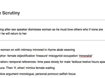 A* English Literature Student notes on 'The Scrutiny' by Richard  Lovelace