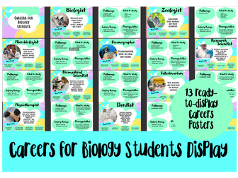 13 Careers for Biology Students Display Posters