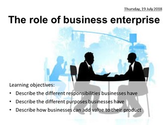 New GCSE Business Edexcel 1-9: (1.1 The role of business enterprise)