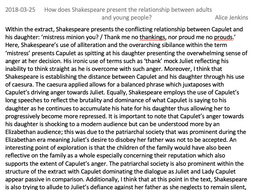 GCSE Romeo and Juliet Level 9 Exemplar Essay on the relationship between adults and young people