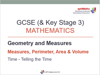 apt4Maths: PowerPoint (4 of 18) on Measures Perimeter Area Volume - TIME - TELLING THE TIME