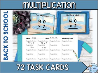 Multi-Digit Multiplication Task Cards | Multiples of 10 by 1-Digit Numbers