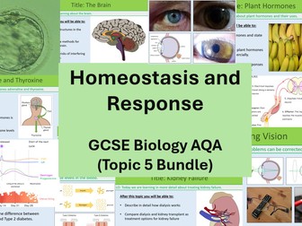 Homeostasis and Response GCSE Biology Full Lessons Bundle AQA Topic 5