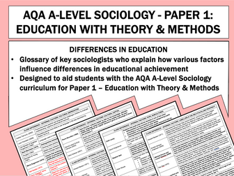 AQA Sociology Paper 1 - Differences in Educational Achievement - Key sociologists