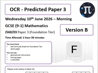 OCR Maths - Predicted Paper 3 (F) - 2026 (Version B)