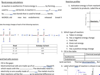 Energy changes revision