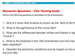 13th Discussion Questions PLUS Film Viewing Guide - Ava Duvernay - Netflix Movie