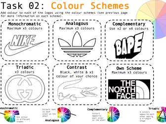 Art/Graphic Design Worksheets X3 - Colour Theory SELF-DIRECTED