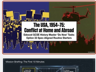 Edexcel GCSE History: The USA, 1954–75: Conflict at Home and Abroad | 16 'Do Now' Starters